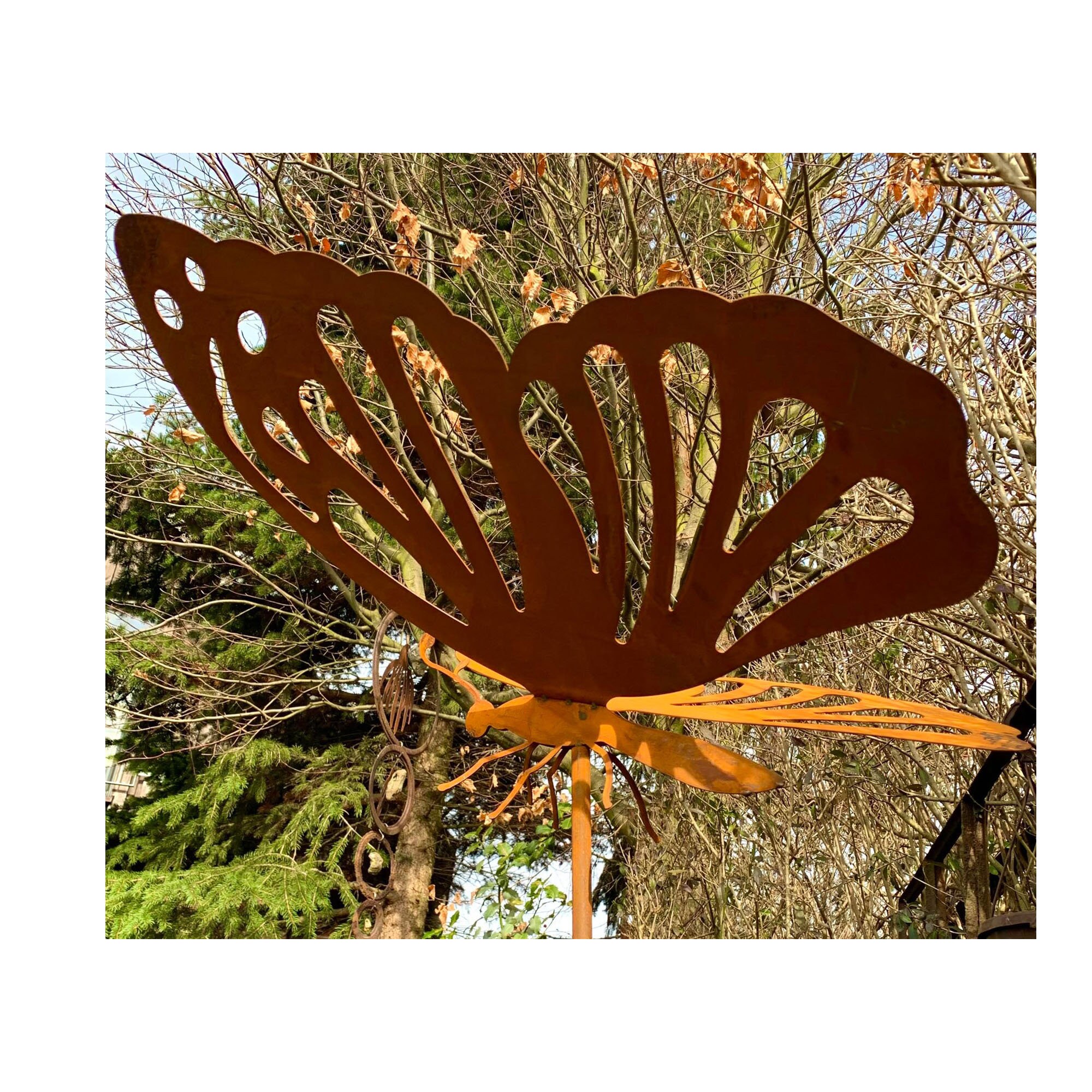 Garden stake giant butterfly 80 cm wingspan flowerbed stake pot stake metal rust garden decoration rusty decoration garden decoration