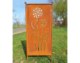 Schild Pusteblume Sichtschutz Spruchtafel Gartenschild Edelrost Rost Einstecken rostige Gartendeko Paravant Gartenstecker rostige Deko 112cm