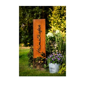 Sign saying board garden sign patina rust for plugging in rusty garden decoration home port 116 cm