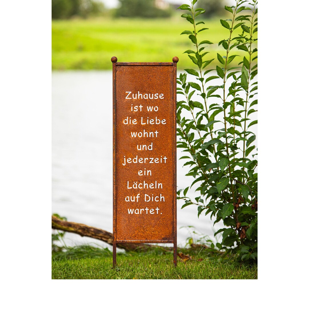 Schild Spruchtafel Gartenschild Edelrost Rost zum Einstecken rostige