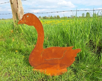 Oie XXL patine figurine de jardin décoration de jardin en métal rouille décoration aspect rouille figurines rouille animaux figurines rouille décoration de jardin rouille vie à la campagne