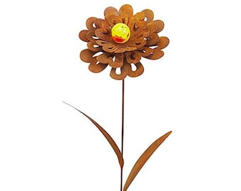 Bouchon de jardin Métal Rouille Décoration de jardin Rusty Décoration Rouille inoxydable avec boule de verre Fleur Sissi Literie Plug