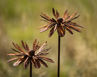 Set of 2 garden stakes metal flower rust garden decoration rusty decoration rust flower bed stake pot stake rusty Telopea flower