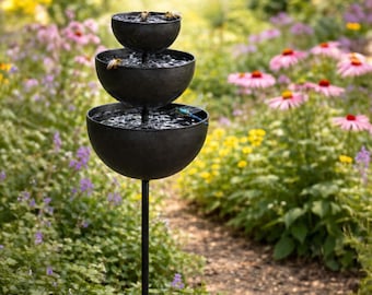 Rain catcher garden stake, powder-coated, insect waterer, metal garden decoration, bed stake, top stake, 100 cm