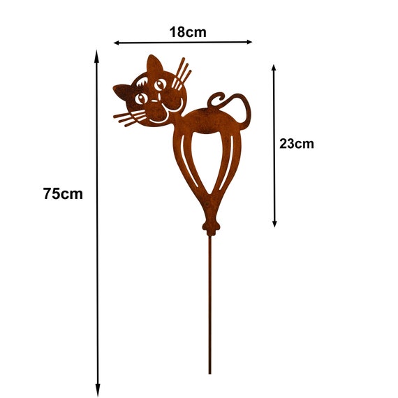 2 Stück Gartenstecker Katze | Rost-Optik Metall | Für Beet, Balkon & Terrasse