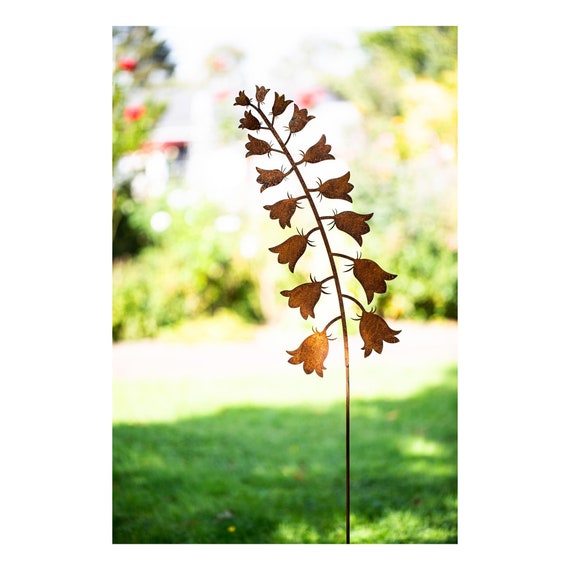 Bornhöft Gartenstecker Glockenblume Aus Edelrost – 116 Cm, Metall Gartendeko