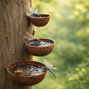 3er Set Regenfänger Gartenstecker Rost Insektentränke Metall Gartendeko Edelrost Edelrostoptik rostige zum Einschrauben