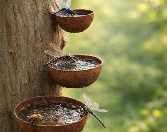 3er Set Regenfänger Gartenstecker Rost Insektentränke Metall Gartendeko Edelrost Edelrostoptik rostige zum Einschrauben
