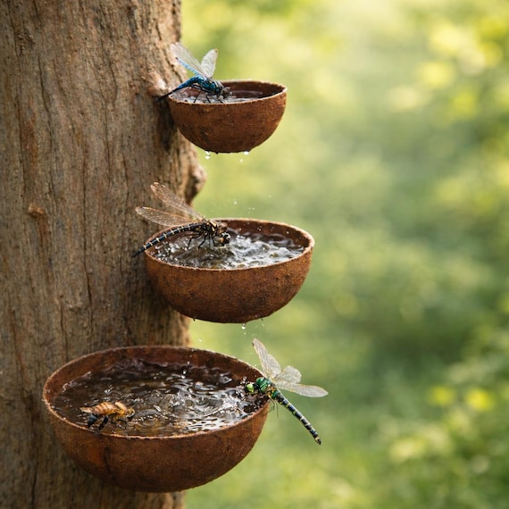 3er Set Regenfänger Gartenstecker Rost Insektentränke Metall Gartendeko Edelrost Edelrostoptik rostige zum Einschrauben