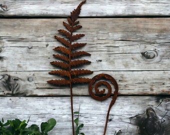 Garden stake set fern metal rust garden decoration rust flower bed stake pot stake natural rust rusty fern