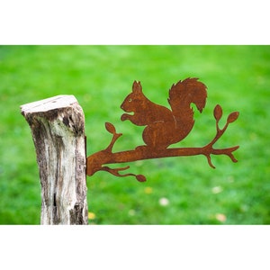 Garden stake tree stake metal rust rusty garden decoration patina squirrel rusty decoration decoration garden