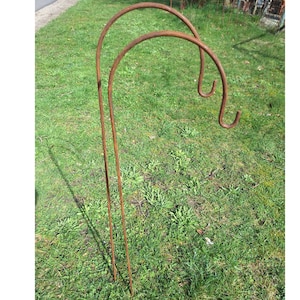 Set of 2 lantern poles for the garden, shepherd&#39;s crook, garden stake, metal garden decoration, rusty decoration, patina, bed stake, hanging rod 118 cm
