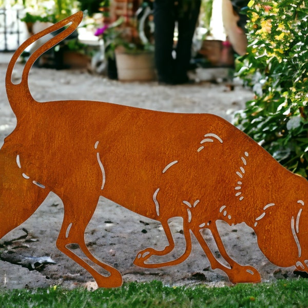 Labrador Edelrost Hund Gartenstecker Gartendeko aus Rost-Metall deko rostoptik Rostfiguren Tiere rostfiguren Garten Rostdeko