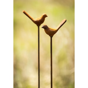 Garden stakes set of 2 cast iron birds bed stakes pot stakes metal rust garden decoration patina iron decoration garden decoration birds bird