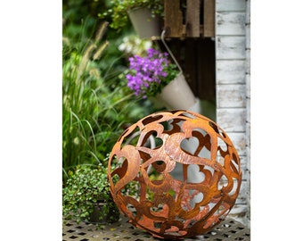 Tuinbal hart bolhart metaal roest tuindecoratie patina 40 cm decoratie tuin ijzeren decoratie roestig ballenbed