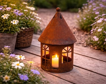 Rusty metal cottage – Winter decoration with fairytale charm