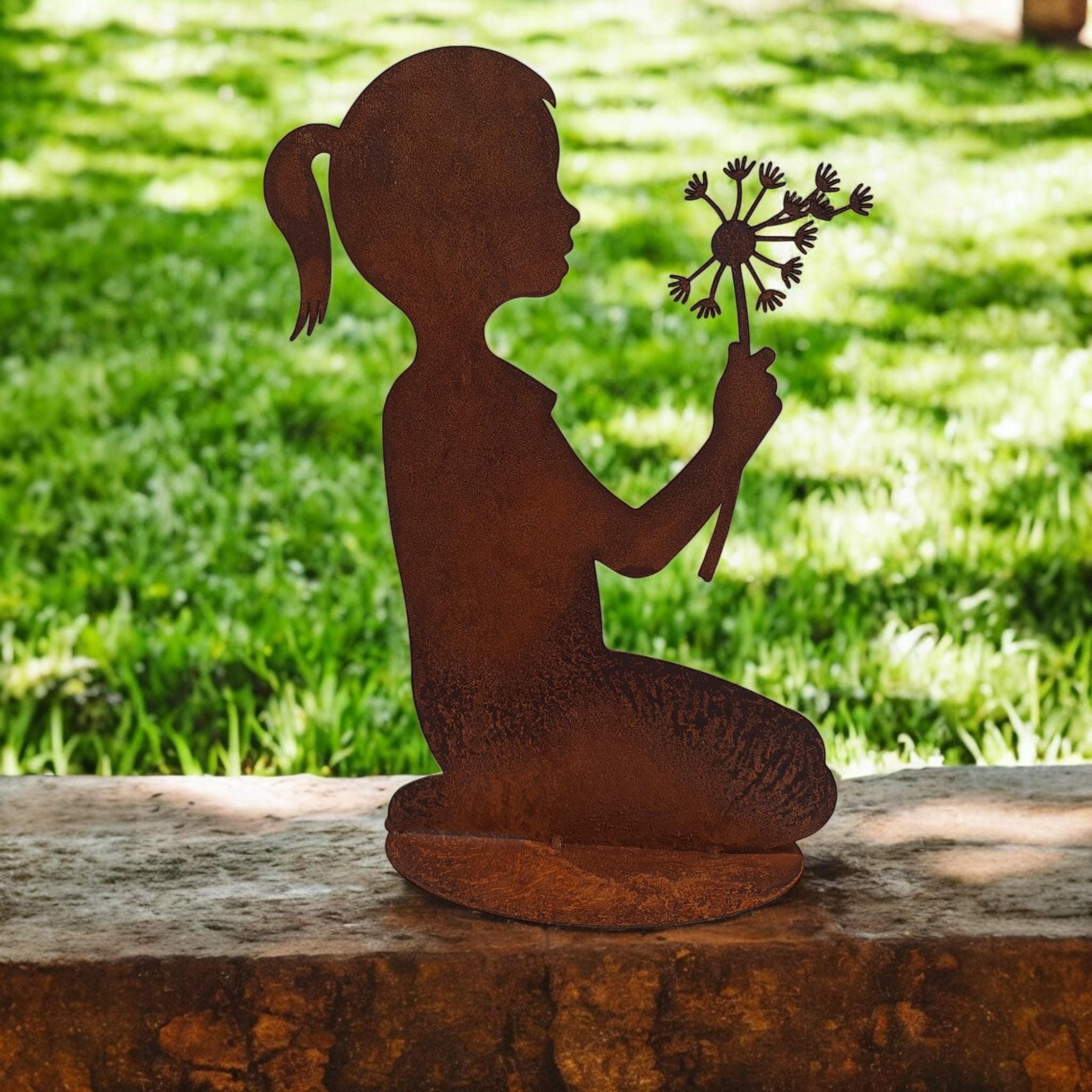 Bornhöft - Decorazione da giardino a forma di angelo in metallo arrugginito, decorazione da giardino, 118 cm