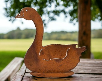 Bornhöft Gans Edelrost Gartendeko – Sitzend, 45x49 Cm, Aus Metall, Wetterfest