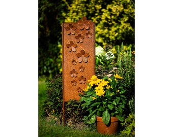 Schild  Spruchtafel Gartenschild Edelrost Rost Deko rostige Gartendeko Blüten Blumen Gartenstecker Edelrost Gartendekoration Garten Rostdeko