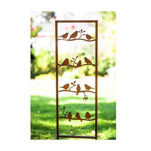 Bouchon de jardin panneau de rouille panneau de jardin patine rouille pour brancher la décoration de jardin rouillée clôture d'oiseaux prise de lit oiseaux moineaux image 1