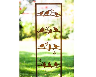 Bouchon de jardin panneau de rouille panneau de jardin patine rouille pour brancher la décoration de jardin rouillée clôture d'oiseaux prise de lit oiseaux moineaux