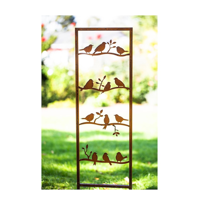 Bouchon de jardin panneau de rouille panneau de jardin patine rouille pour brancher la décoration de jardin rouillée clôture d'oiseaux prise de lit oiseaux moineaux image 1