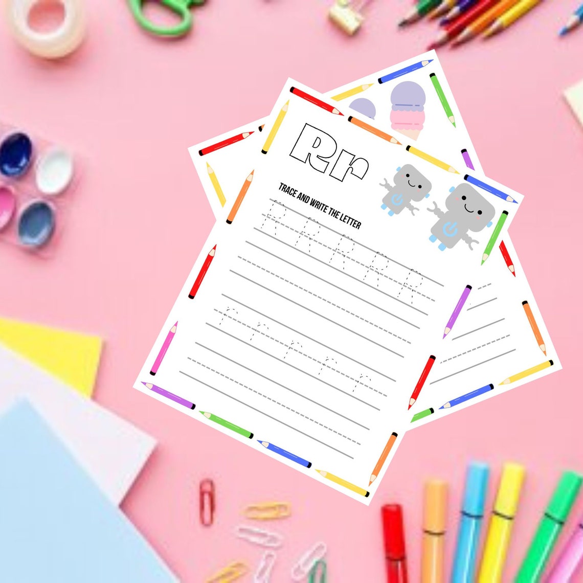 Tracing letters tracing the alphabet kids worksheet etsy
