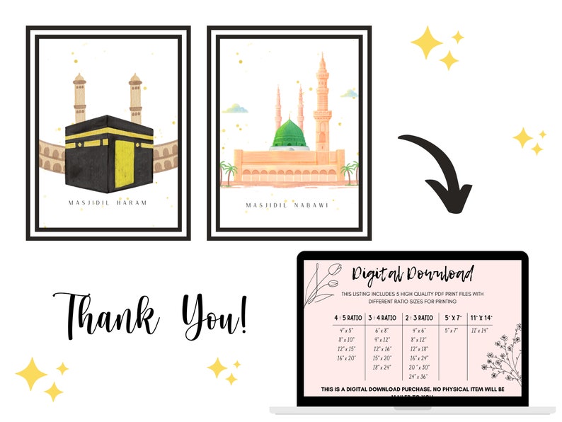 Printable Digital Download Islamic Wall Art Frame Masjid Alharamain
