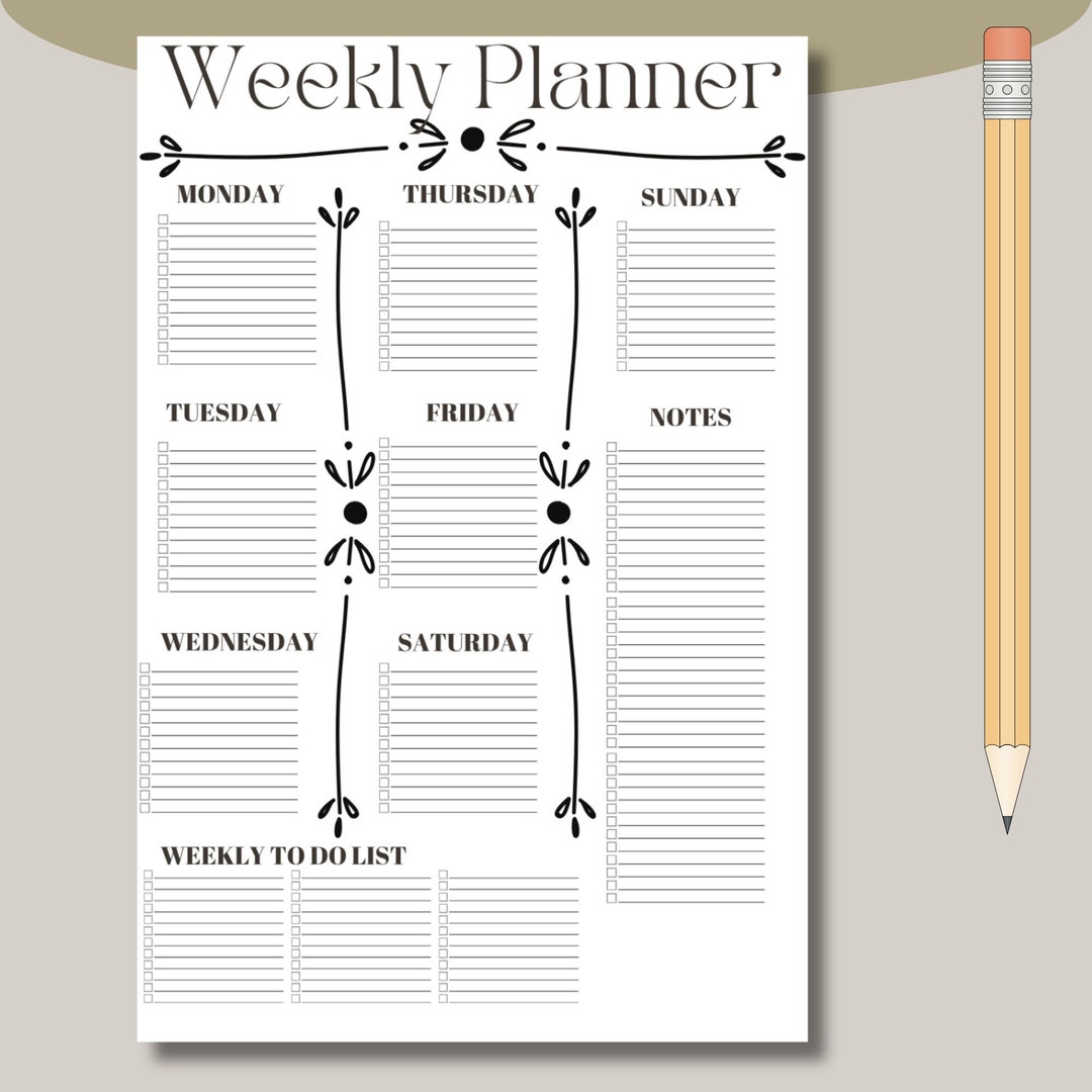 Minimalist Weekly Printable Planner Digital to Do List - Etsy