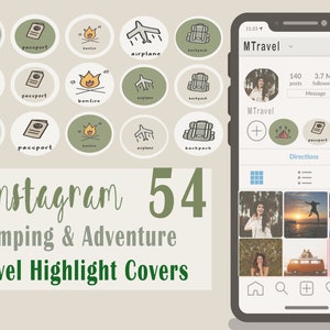 Camping & Adventure Instagram Highlight Covers | Adventure Highlight Covers | Camping Icons | Nature, travel, adventure, hiking, trekking.