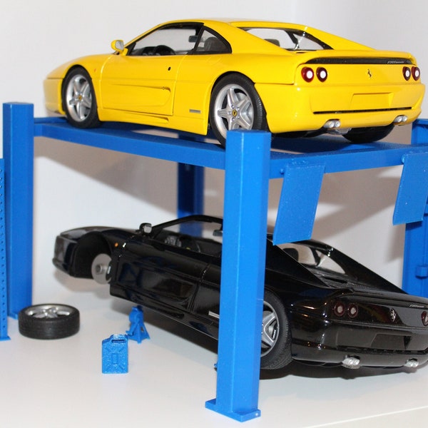 4 Post Car Lift Diorama Scale 1/18, 1/24, Garage Accessory, Workshop, Display for Diecast and Hobby