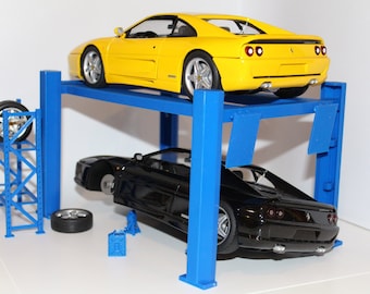 4 Post Car Lift Diorama Scale 1/18, 1/24, Garage Accessory, Workshop, Display for Diecast and Hobby