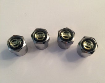 Shiny Chrome Nissan Dust Valve Caps - (Set of 4)
