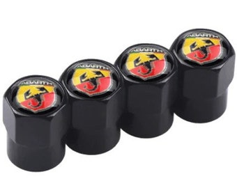 Shiny Black Abarth Dust Valve Caps - (Set of 4)