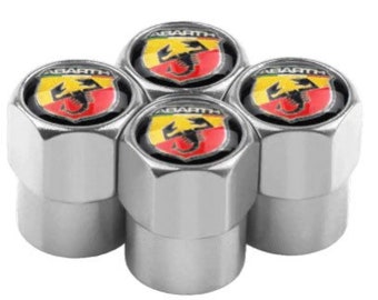 Shiny Chrome Abarth Dust Valve Caps - (Set of 4)