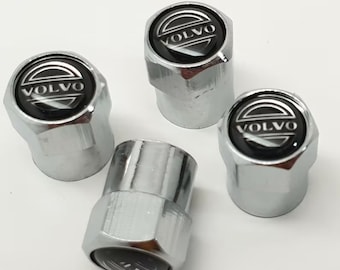 Shiny Chrome Volvo Dust Valve Caps - (Set of 4)