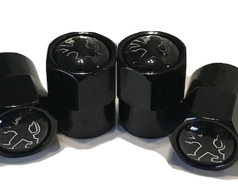 Shiny Black Peugeot Dust Valve Caps - (Set of 4)
