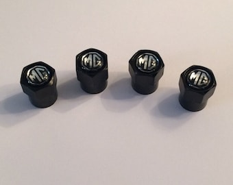 Shiny Black MG Dust Valve Caps - (Set of 4)