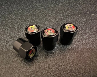 Shiny Black Abarth Dust Valve Caps - (Set of 4)