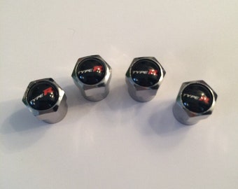Shiny Chrome Type R Dust Valve Caps - (Set of 4)