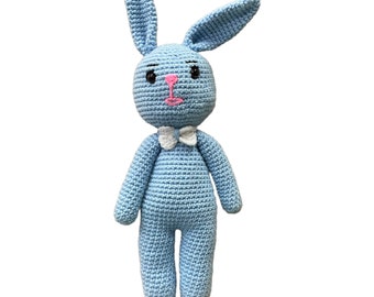 Amigurumi (gehäkelt) blauer Hase (+/- 35cm)