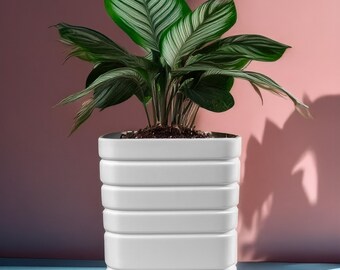 8 Sizes | 7 Color Options | Modern Tiered Planter | Textured Planter for Plants, Multiple Sizes, with Drainage