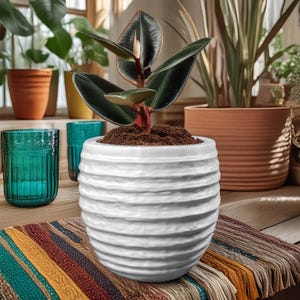 8 Sizes | 7 Color Options | Horizon Ridge Planter | Textured Planter for Plants | Multiple Sizes | with Drainage