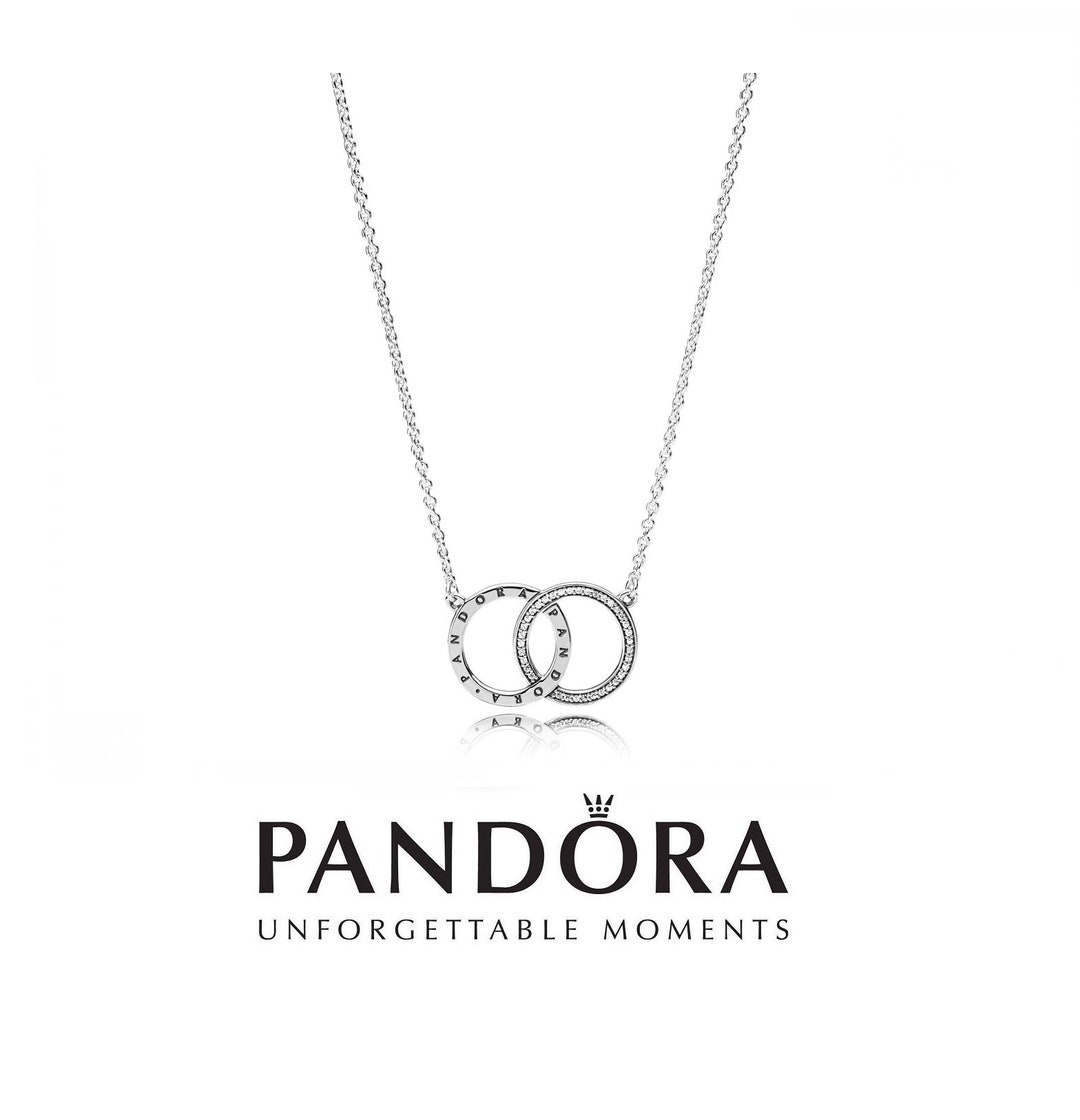 Pandora Entwined Circles Pendant Necklace Silver Sparkle Etsy UK