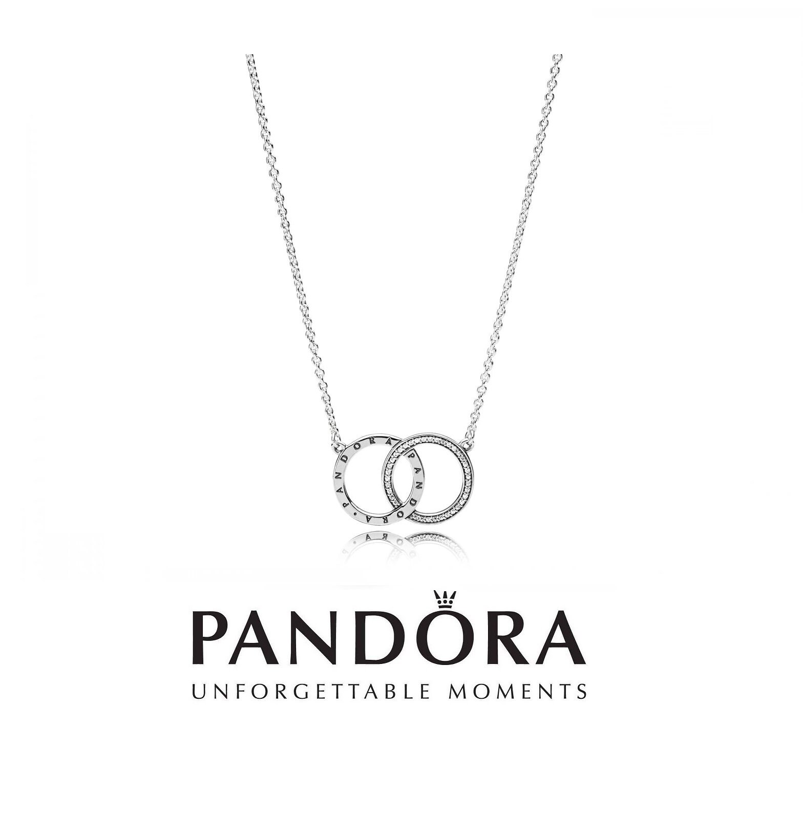 Pandora Entwined Circles Pendant Necklace Silver Sparkle Etsy UK