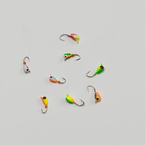 Multi Pack of Tungsten Ice Fishing Jigs size 3 and 4 multi color pack