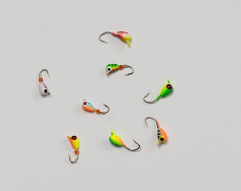 Multi Pack of Tungsten Ice Fishing Jigs size 3 and 4 multi color pack