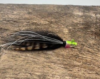 3 pack 1/8, 1/4 and 1/2 ounce Finesse Marabou Jigs- Black hair glo
