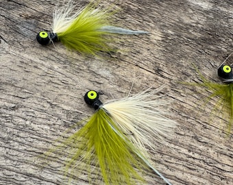 3 pack 1/8, 1/4, 1/2 ounce Finesse Marabou Jigs- Sandy Olive