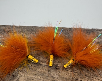 3 pack 1/4 ounce Finesse Marabou Jigs- Rusty Orange